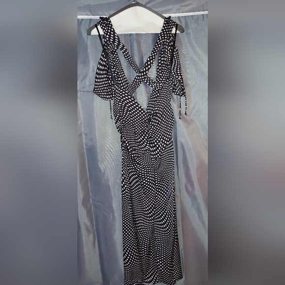 🍋FL&L🍋 BETH MIDI DRESS in black with white polka dot size  Medium - Picture 7 of 7